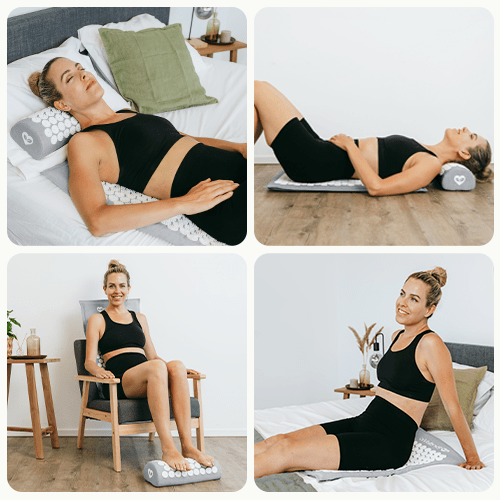 Posities hoe je een spijkermat en spijkerkussen kunt gebruiken